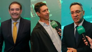 O narrador Eder Luiz, o colunista e campeão olímpico Gustavo Borges e o comentarista Maurício Noriega