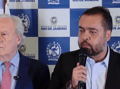 Ministro da Justiça e Segurança Pública, Ricardo Lewandowski, e o governador do Rio de Janeiro, Cláudio Castro, durante coletiva para anúncio de ações conjuntas contra o crime organizado no estado