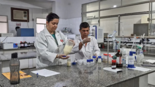 Frascos de leite materno armazenados em laboratório, com etiquetas e tampas coloridas, simbolizando o uso de tecnologia na coleta e conservação de leite humano para recém-nascidos prematuros.