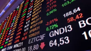 Foto de parte de um painel da Bolsa de Valores de SP