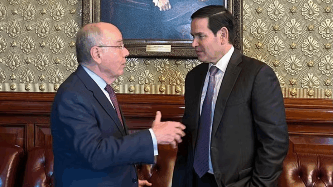 Mauro Vieira e Marco Rubio durante encontro nos EUA