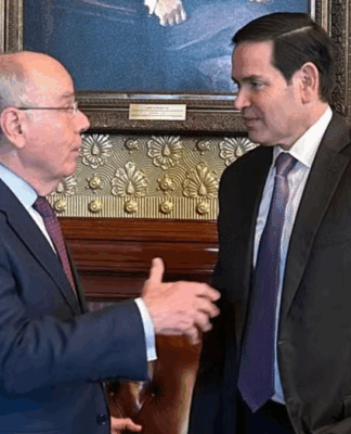 Mauro Vieira e Marco Rubio durante encontro nos EUA