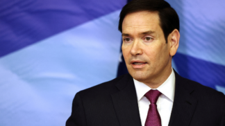 O secretário de Estado dos EUA, Marco Rubio, em entrevista a jornalistas