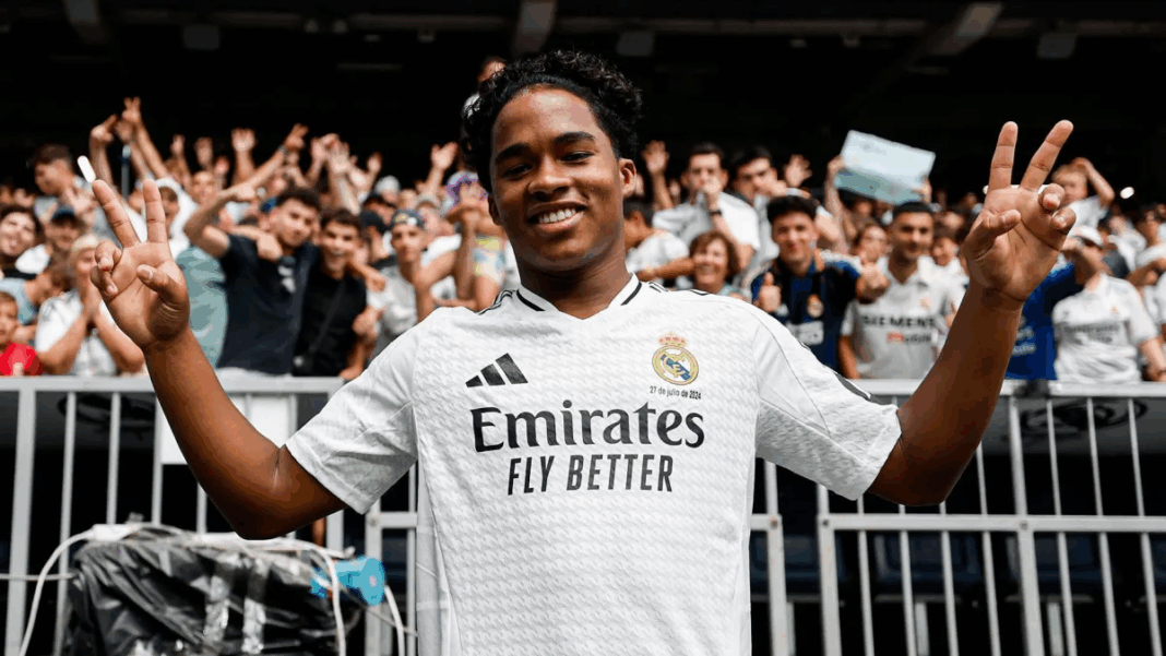Atacante Endrick durante sua apresentação no Real Madrid