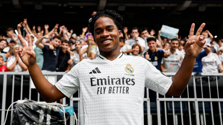 Atacante Endrick durante sua apresentação no Real Madrid