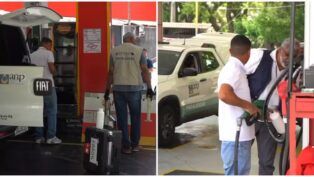 Colagem com duas imagens do posto de gasolina que vende etanol adulterado