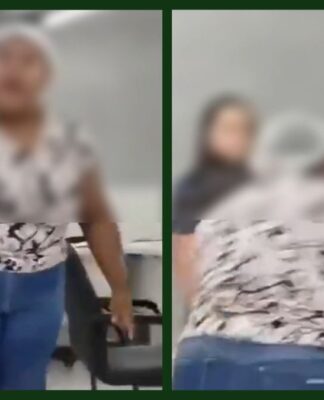 Imagem desfocada de mulher que quebrou equipamentos em agência da concessionária elétrica do Piauí. (Foto: reprodução/redes sociais)