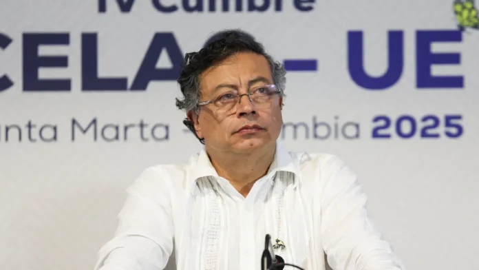 Gustavo Petro, presidente da Colômbia, durante pronunciamento