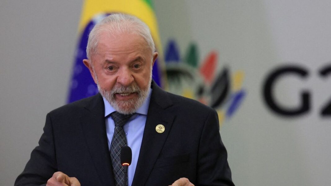 Presidente Lula durante coletiva de imprensa em Joanesburgo, África do Sul