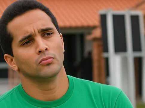 Marcinho VP vestido de camisa verde