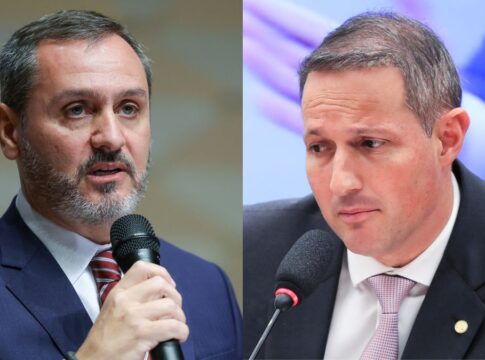 O diretor-geral da Polícia Federal, Andrei Rodrigues, e o deputado e secretário de Segurança Pública de São Paulo, Guilherme Derrite