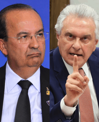 Mostagem mostra os governadores Cláudio Castro, Jorginho Mello, Ronaldo Caiado e Celina Leão