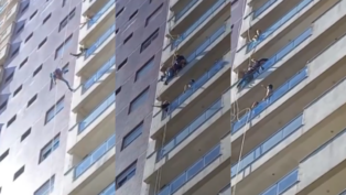 Trabalhador que fazia manutenção na fachada de um edifício desmaia e fica pendurado pela corda