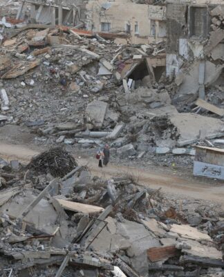 Foto de uma parte da Cidade de Gaza (Palestina) destruída