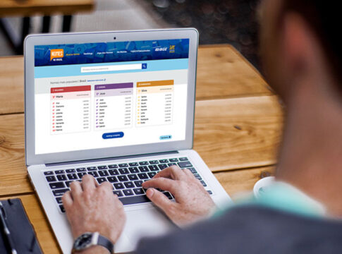 Arte de pessoa no computador lendo lista de nomes do IBGE