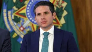 O presidente da Câmara dos Deputados, Hugo Motta, durante assinatura da medida provisória (MP) Brasil Soberano, no Palácio do Planalto