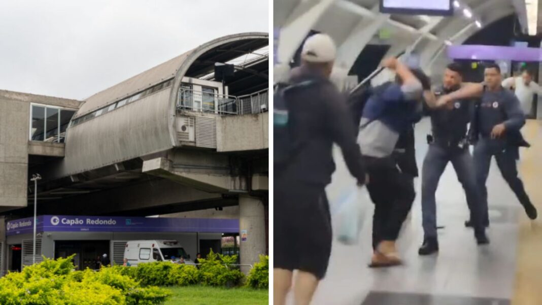 imagens mostra confusão em estação de metrô