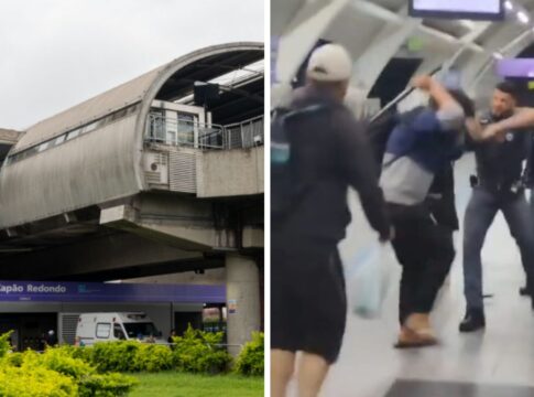 imagens mostra confusão em estação de metrô