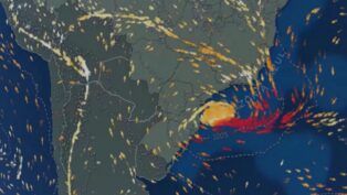 mapa com formação de ciclone extratropical no mar