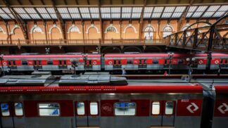 imagem de trens na estação da Luz, no centro da cidade de São Paulo