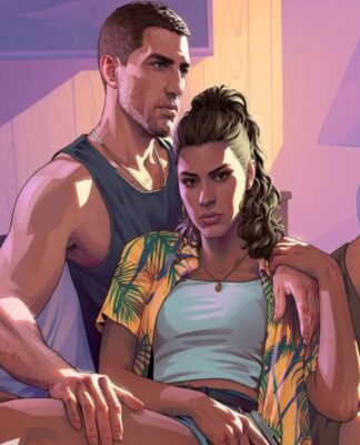 Imagem colorida de personagens de GTA