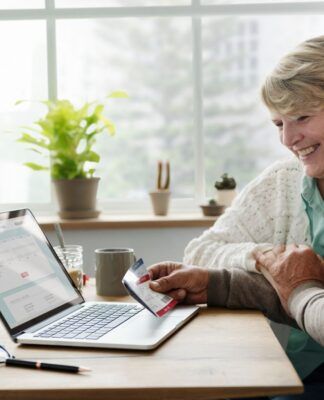 Em imagem ilustrativa, idosos fazem pesquisa na internet