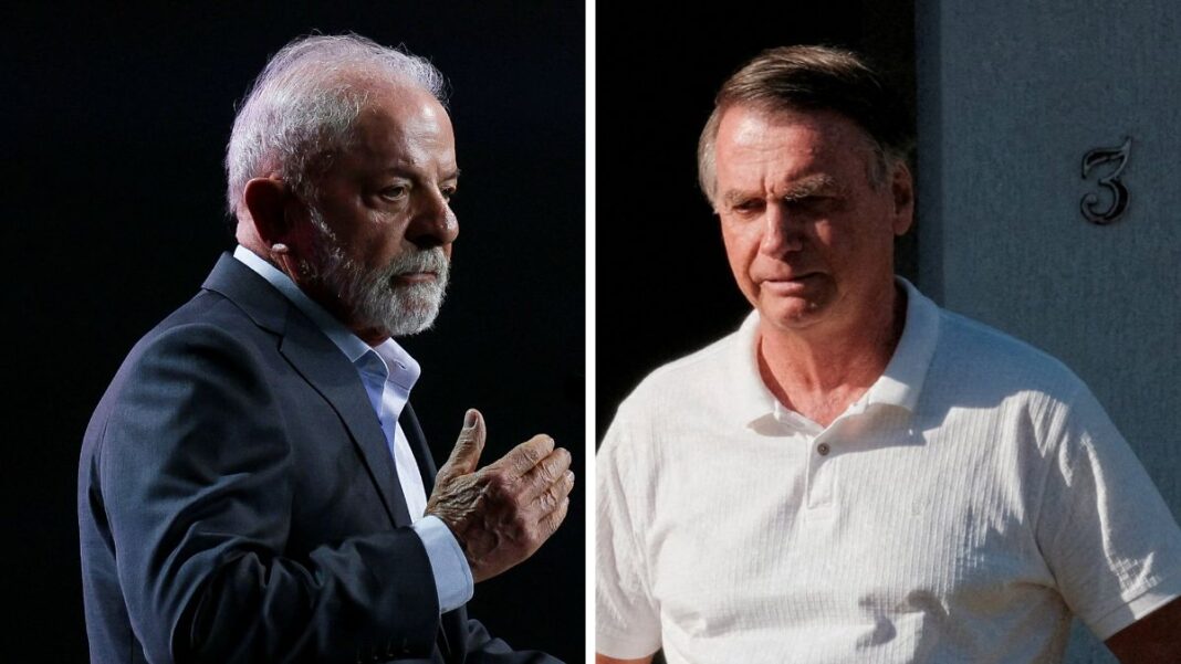 Imagens de Luis Inácio Lula da Silva e Jair Bolsonaro, em tela dividida