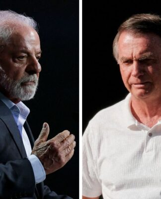 Imagens de Luis Inácio Lula da Silva e Jair Bolsonaro, em tela dividida
