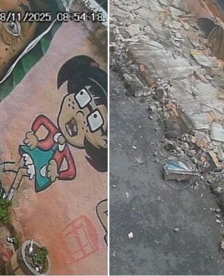 A imagem é dividida verticalmente em duas partes, mostrando o 