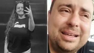 A imagem cria um impacto visual forte ao contrastar a alegria e a vida da jovem Beatriz Munhoz, no lado esquerdo (em preto e branco, sugerindo uma lembrança ou ausência), com o sofrimento e a dor manifesta do homem no lado direito, o pai dela, Lucas Munhoz (em cores, sugerindo o presente). O contexto diz respeito ao latrocínio contra Bruna, em Sapopemba, na Zona Leste de São Paulo.