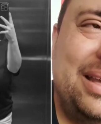 A imagem cria um impacto visual forte ao contrastar a alegria e a vida da jovem Beatriz Munhoz, no lado esquerdo (em preto e branco, sugerindo uma lembrança ou ausência), com o sofrimento e a dor manifesta do homem no lado direito, o pai dela, Lucas Munhoz (em cores, sugerindo o presente). O contexto diz respeito ao latrocínio contra Bruna, em Sapopemba, na Zona Leste de São Paulo.