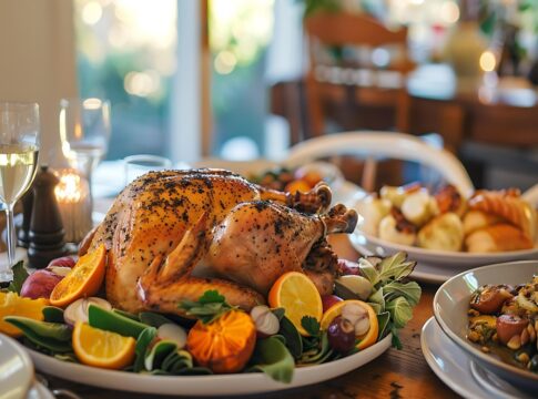 Imagem ilustrativa de um frango assado em uma ceia de natal