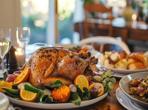 Imagem ilustrativa de um frango assado em uma ceia de natal
