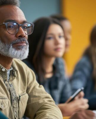 Em imagem ilustrativa, um homem escuta atentamente as orientações antes de começar a prova