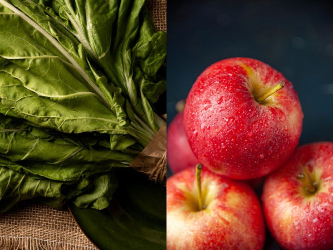 Suco de couve, batata-doce, maçã e gengibre