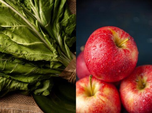 Suco de couve, batata-doce, maçã e gengibre