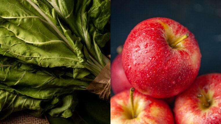 Suco de couve, batata-doce, maçã e gengibre