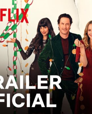 a imagem mostra o elenco do novo filme de Natal da Netflix, Um Natal Ex-pecial