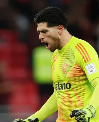 Agustin Rossi, goleiro do Flamengo, durante partida contra o Cruz Azul pela Copa Intercontinental