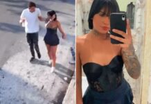 O casal discute andando pela rua na imagem à esquerda. Á direita, Tainara faz selfie no espelho