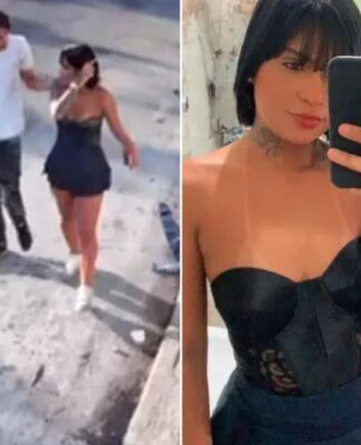 O casal discute andando pela rua na imagem à esquerda. Á direita, Tainara faz selfie no espelho