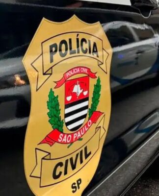 Emblema da Polícia Civil estampado na lataria de um carro oficial