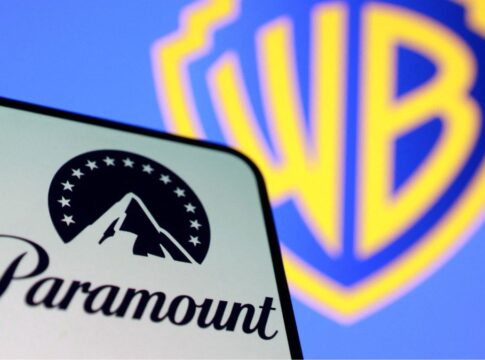 Ilustração com as logomarcas da Paramount e da Warner Bros