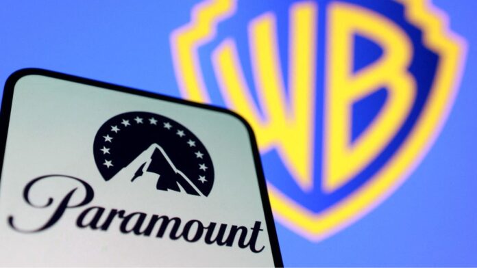 Ilustração com as logomarcas da Paramount e da Warner Bros