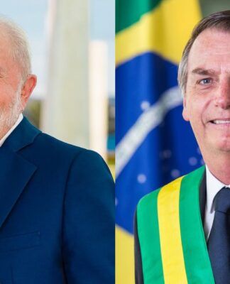Imagem mostra Lula e Bolsonaro em suas fotos oficiais como presidentes, com a faixa presidencial