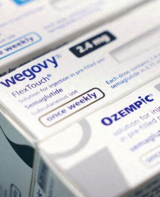 Caixas de canetas de emagrecimento das marcas Wegovy e Ozempic