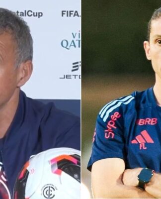 Imagens dos técnicos do PSG, Luis Enrique, e do Flamengo, Filipe Luís, lado a lado