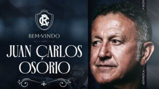 Montagem com o rosto do técnico Juan Carlos Osório e o escudo do Remo