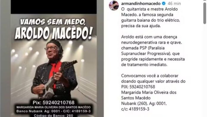 Armandinho Macedo faz campanha para tratar irmão Aroldo, diagnosticado com doença rara