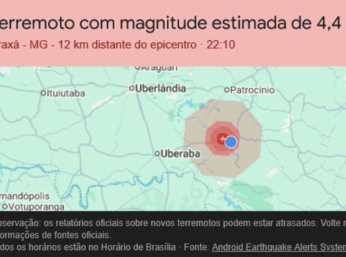 Terremoto atinge Araxá, em Minas Gerais